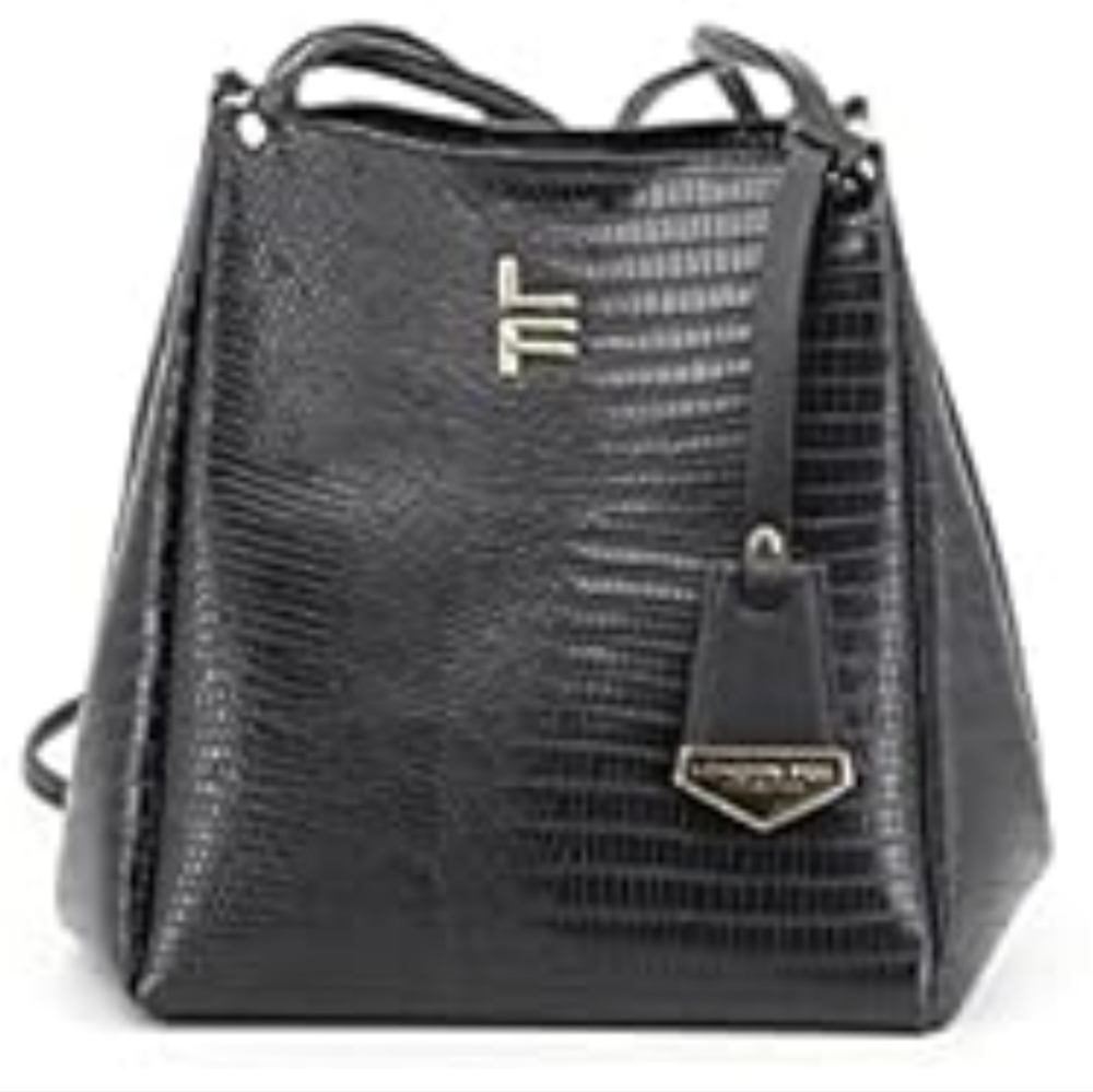 London Fog Handbag Collection Coco Croco Satchel Black Bucket Bag Purse